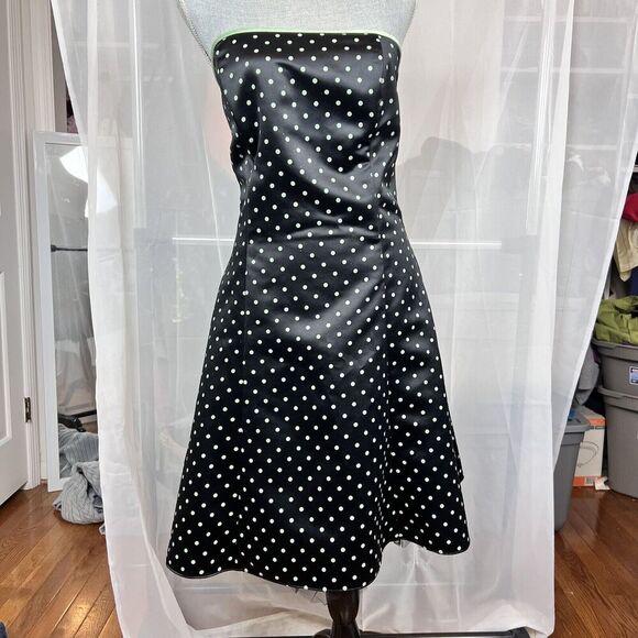 Vintage Jessica Mcclintock Gunne Sax polka dot tea length dress 13/14 pinup - Picture 2 of 8